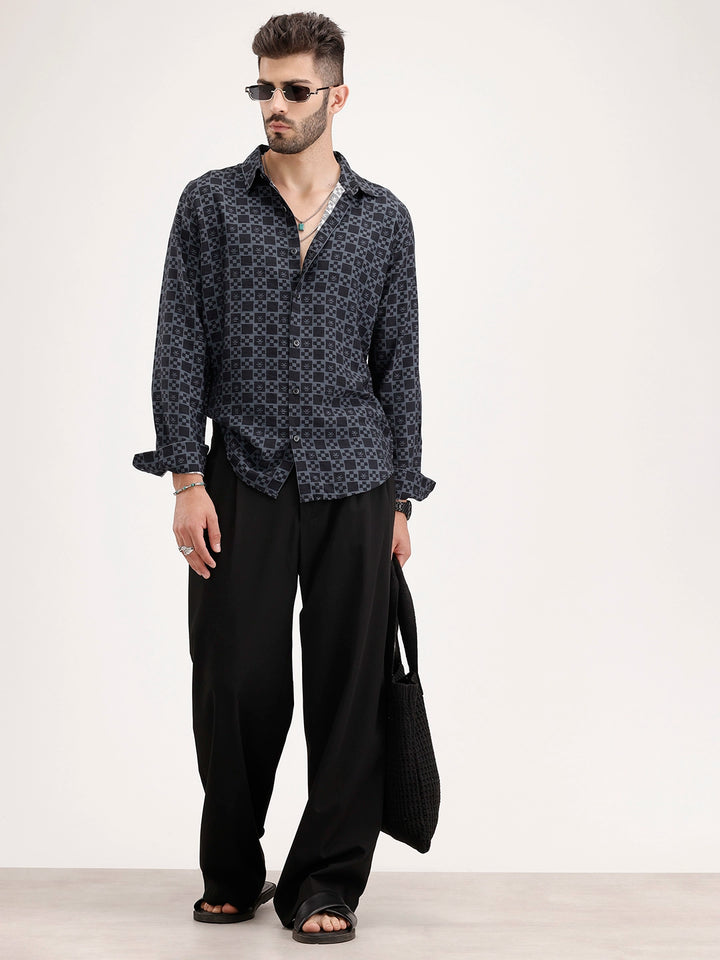 Slim Fit AOP Shirt | Black