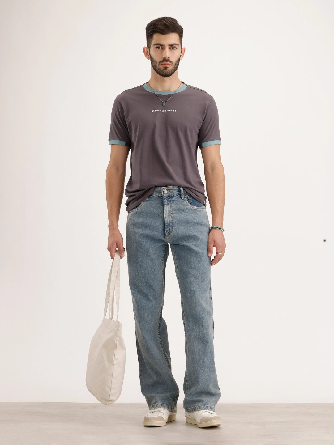Contrast Collar Slim Fit T-Shirt | Dark Grey