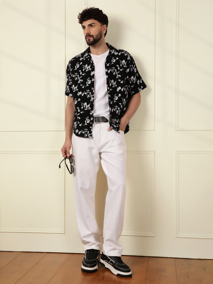 Textured Open Dobby AOP Shirt | Black