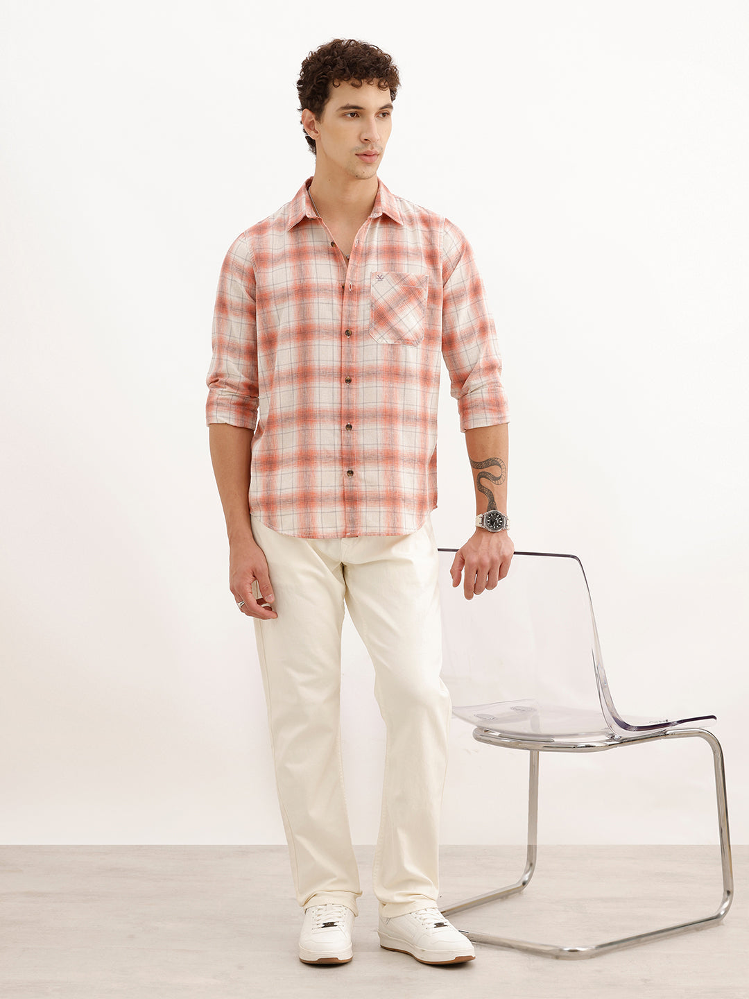 Regular Fit Full Sleeve Checkered Shirt | Red