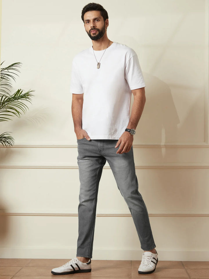 Vintage Wash Skinny Crop Jeans | Grey