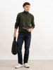 Solid Regular Fit Turtle Neck Sweater | Olive | WSW02FSRE1063W