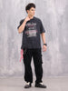 Acid Wash Graphic Printed Oversized Fit T-Shirt | Black