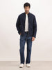 Slim Fit Solid Zipper Jacket | Navy Blue