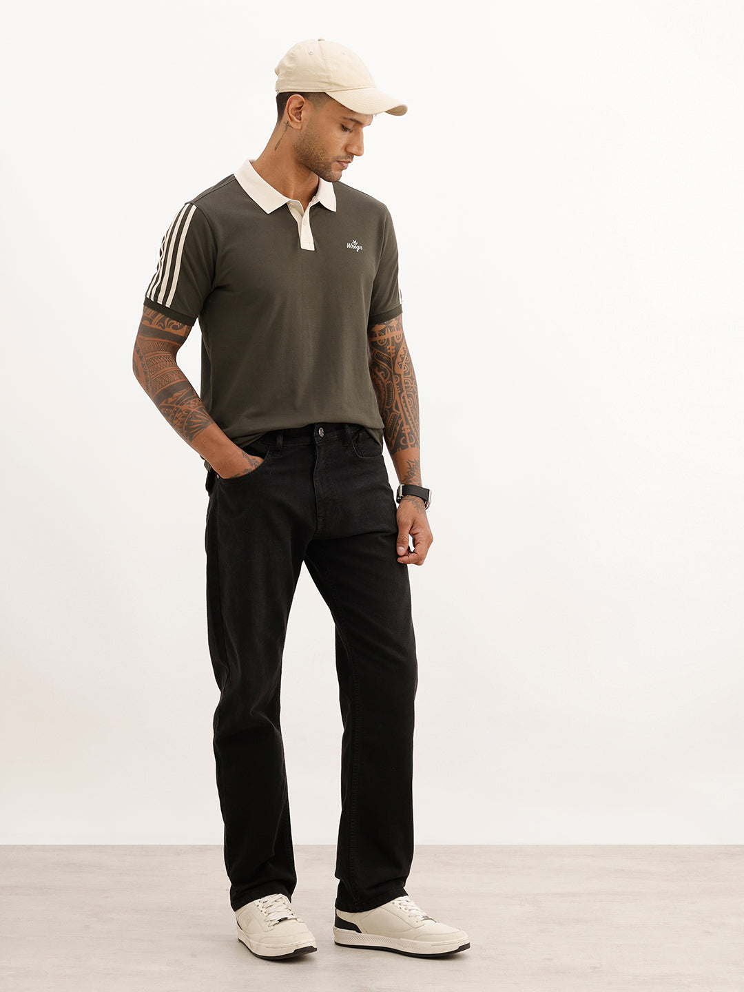 Slim Fit Side Stripe Polo T-Shirt | Olive