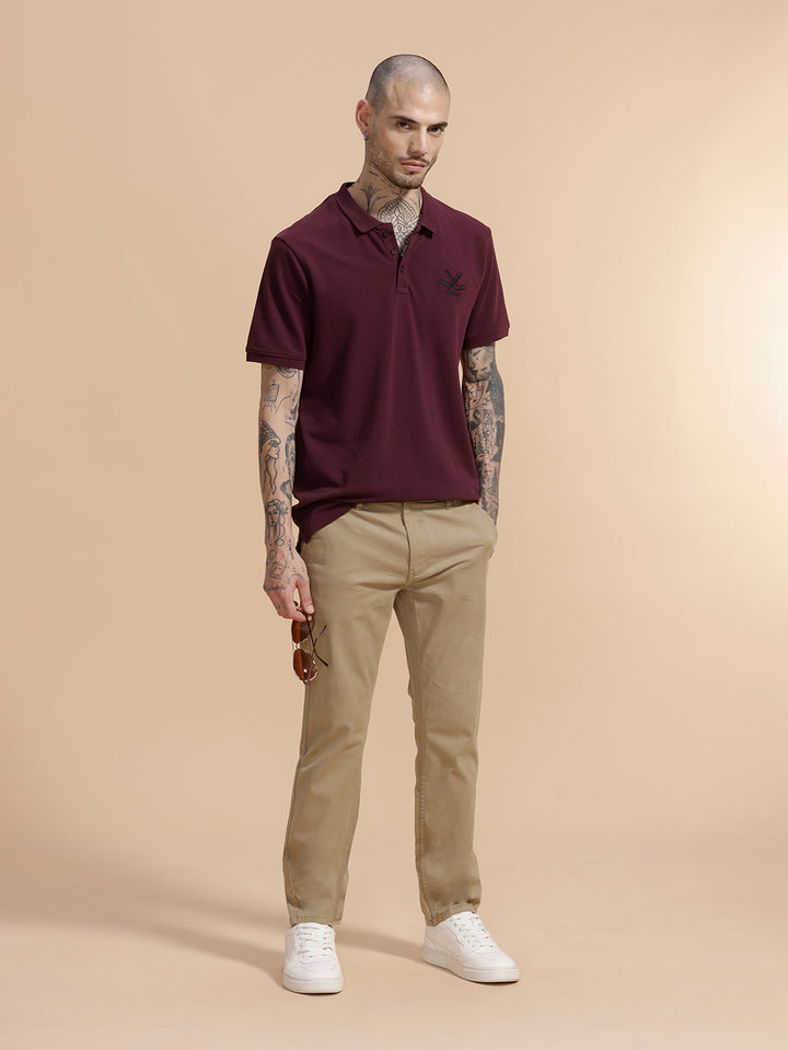 Cotton Blend Chino Trouser | Olive