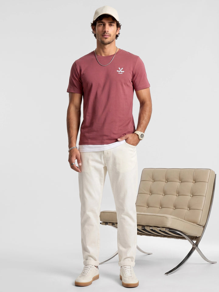 Solid Placement Printed T-Shirt | Pink