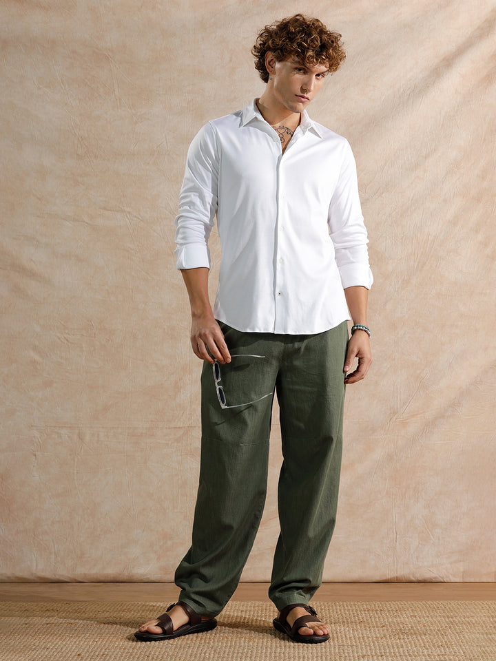 Solid Stretch Slim Fit Shirt | White