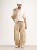 Balloon Fit Washed Denim Jeans | Khaki