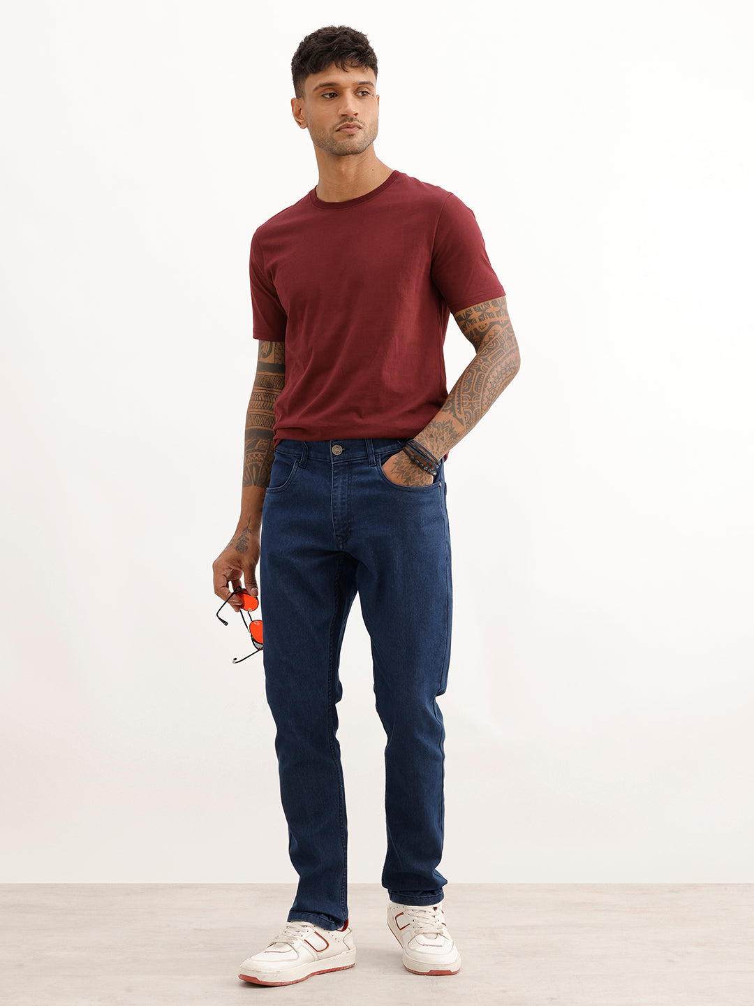 Solid Slim Fit Denim Jeans | Dark Blue