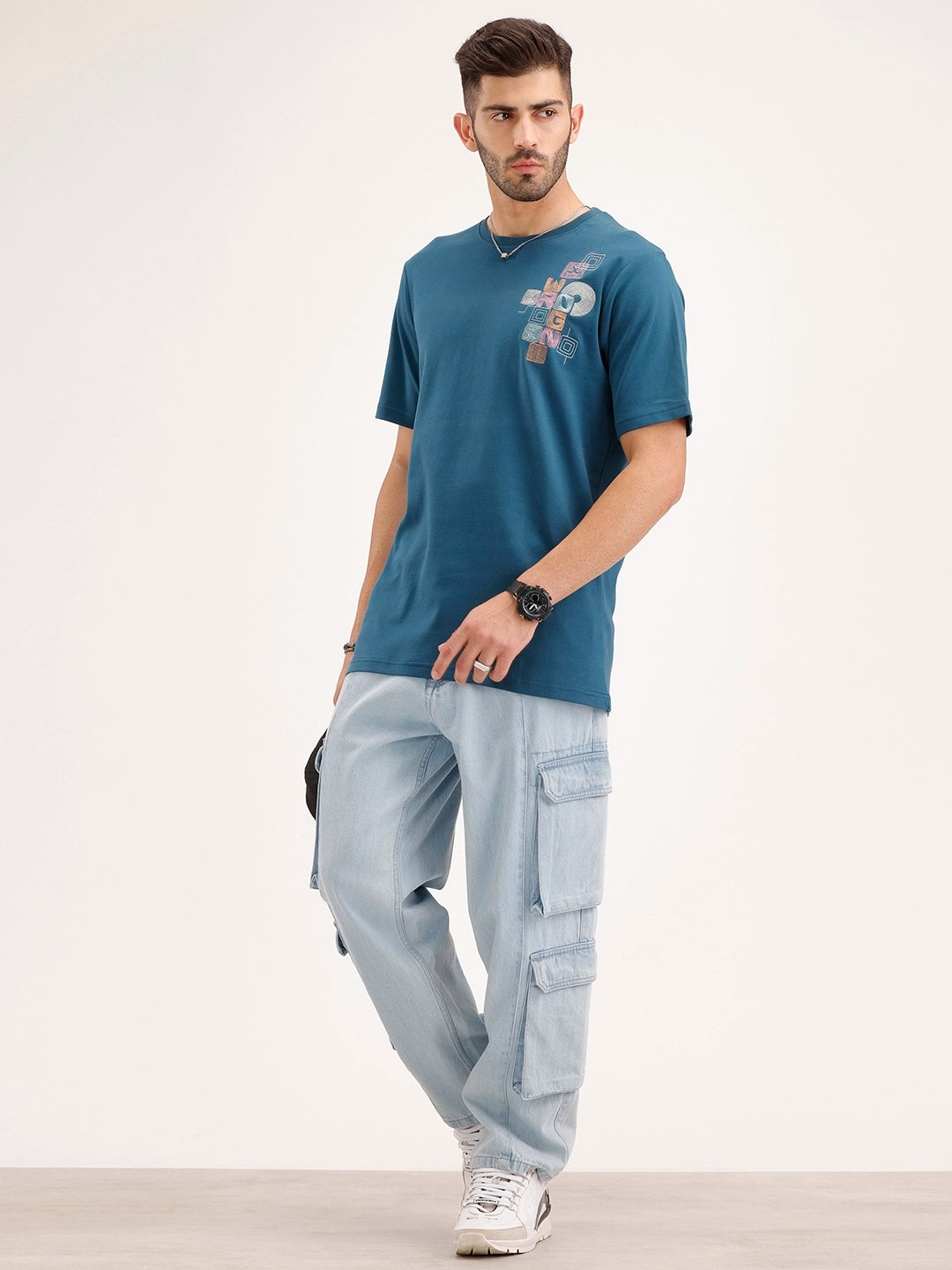 Slim Fit Embroidered T-Shirt | Teal