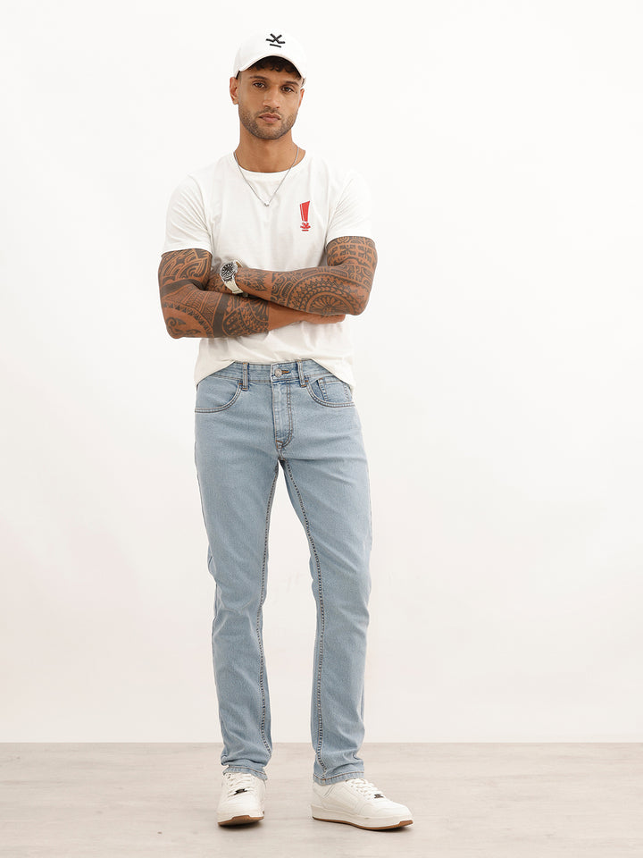 Solid Slim Fit Denim Jeans | Light Blue