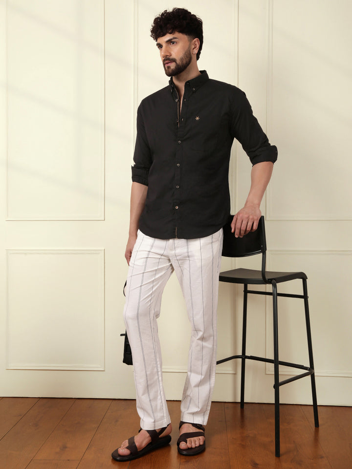 Solid Cotton Blend Shirt | Black