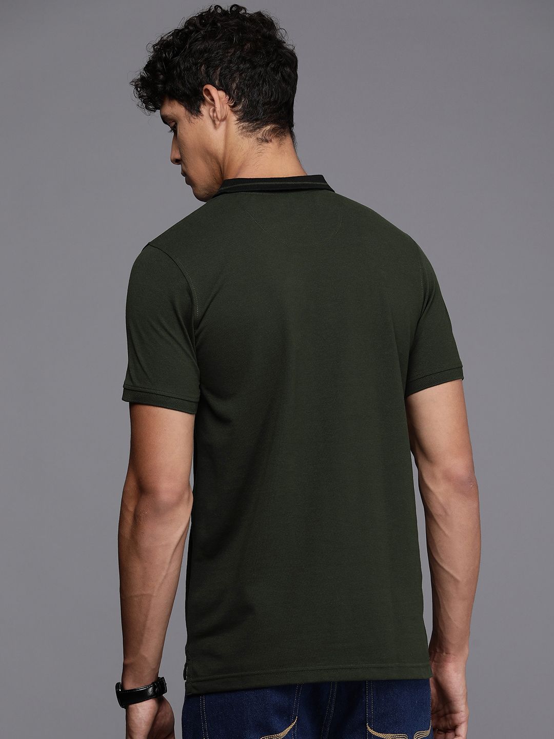 Olive Green Knitted Polo T-Shirt