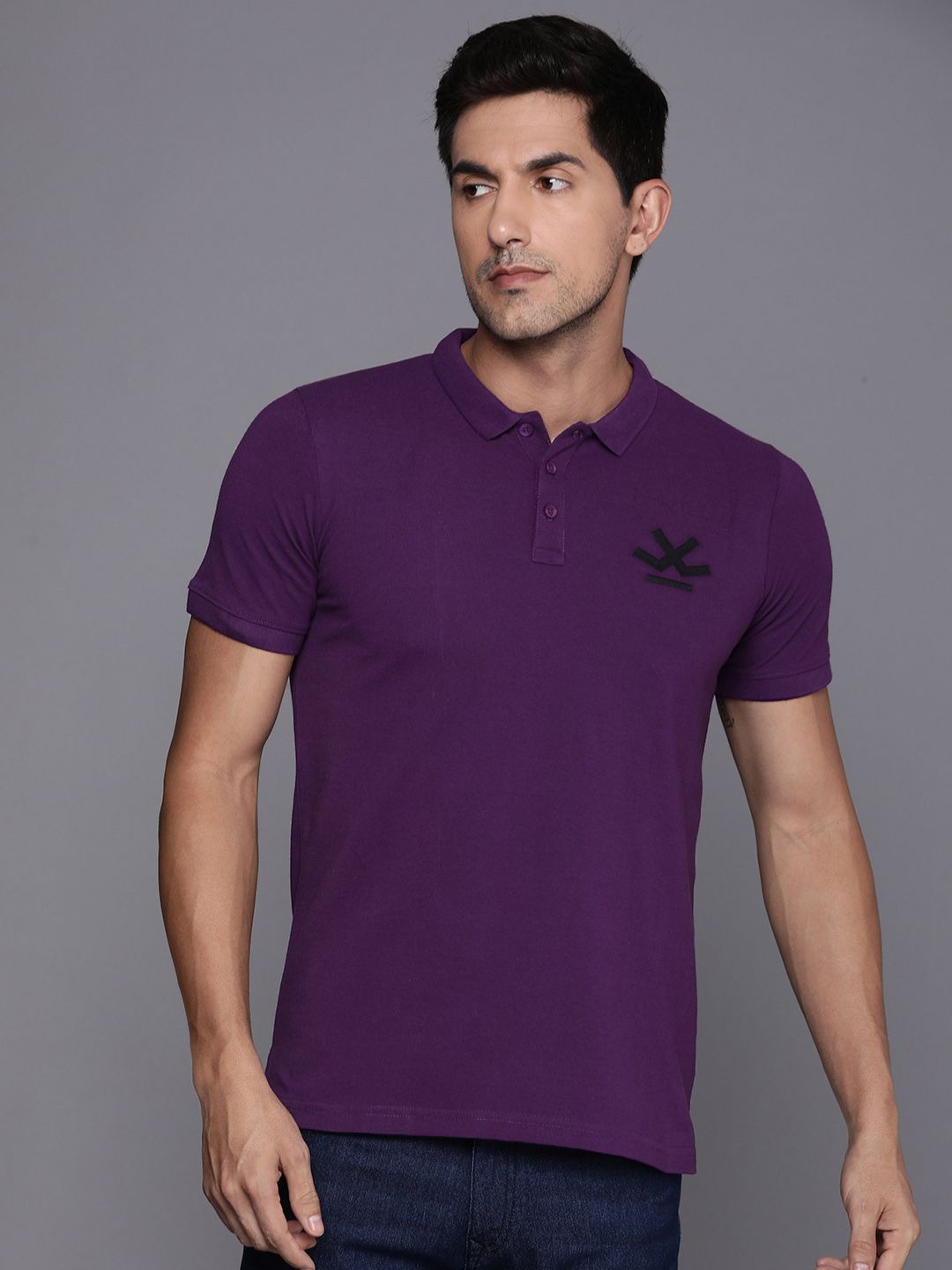 Bold Purple Polo Collar T-Shirt