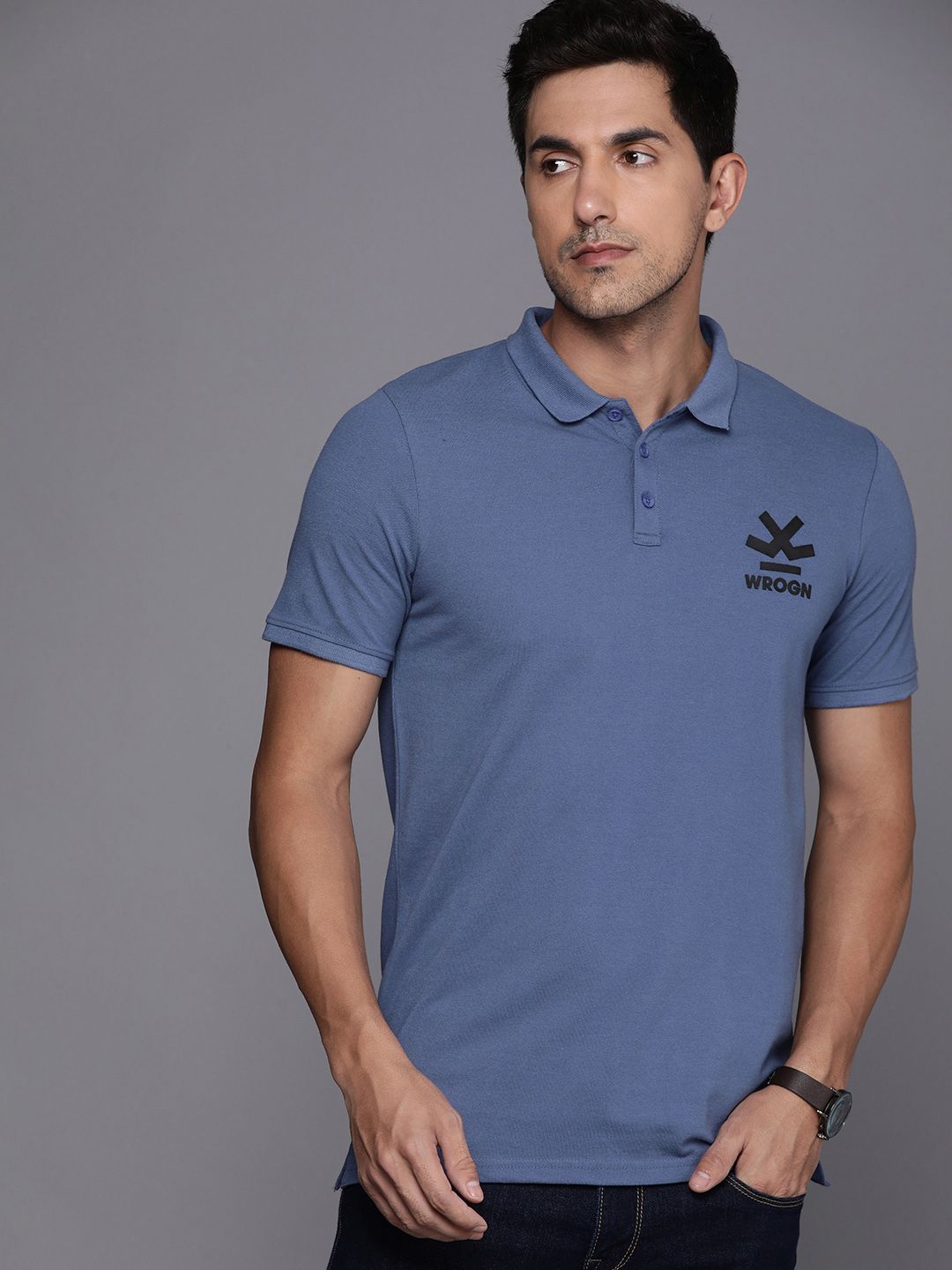 Logo Printed Blue Polo T-Shirt