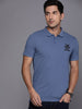 Logo Printed Blue Polo T-Shirt