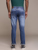 Mildly Distressed Slim Fit Mid-Rise Jeans