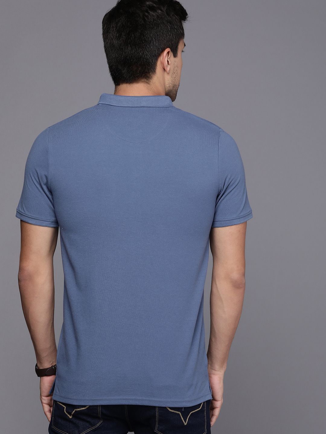 Logo Printed Blue Polo T-Shirt