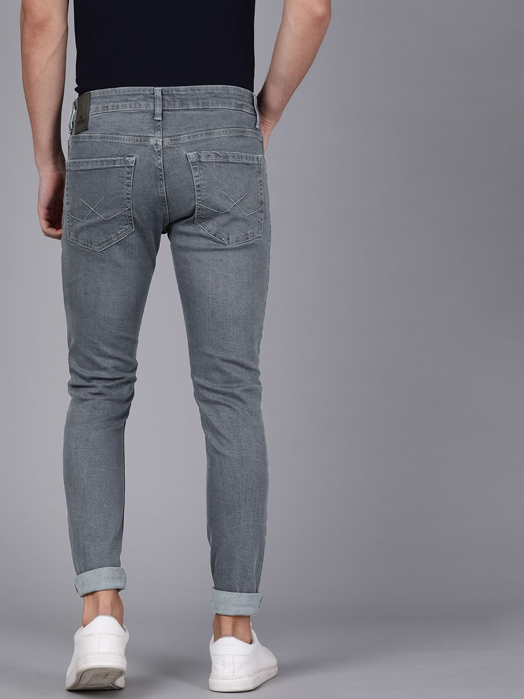 Grey Low-Rise Stretchable Jeans