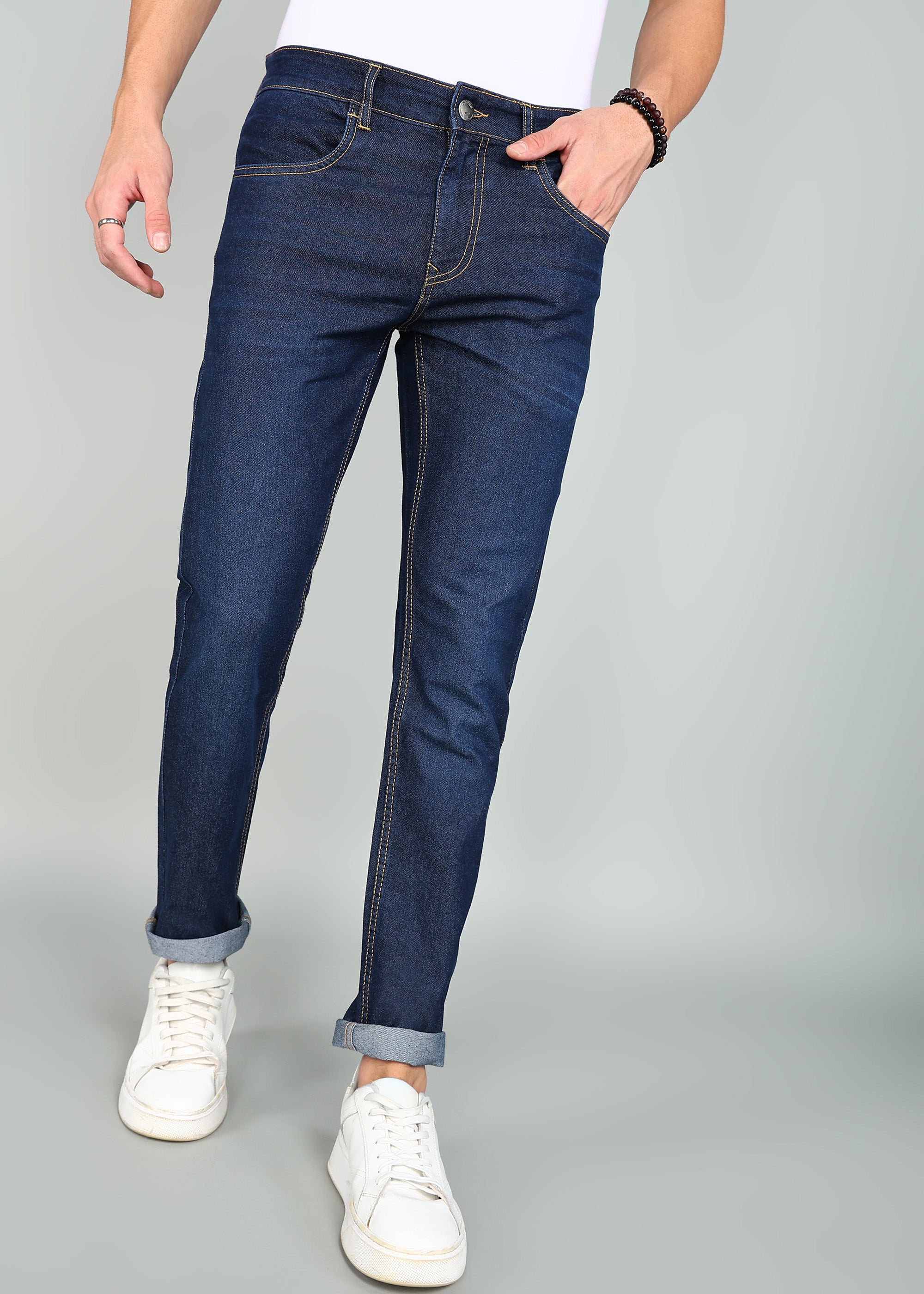 Classic Dark Blue Slim Mid Rise Jeans