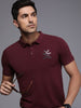 Logo Printed Burgundy Polo T-Shirt