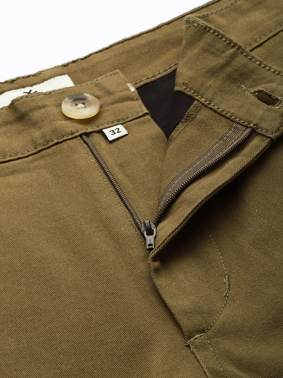 Olive Green Solid Slim Fit Chinos Trousers