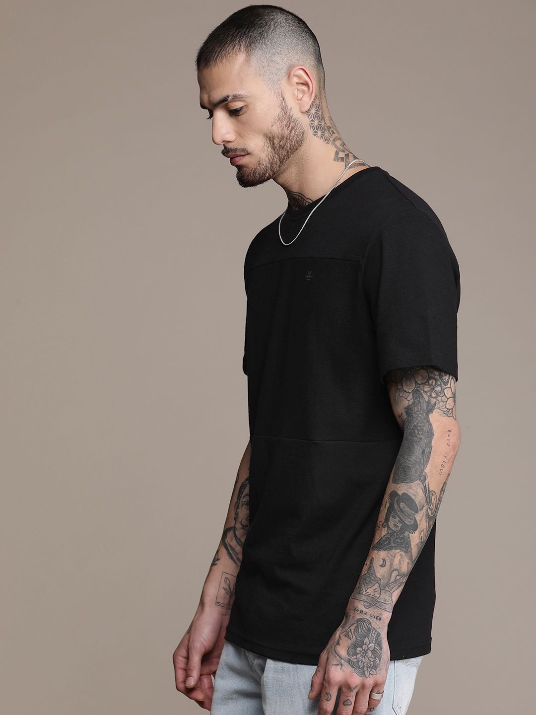 Pure Cotton Knitted Black T-Shirt