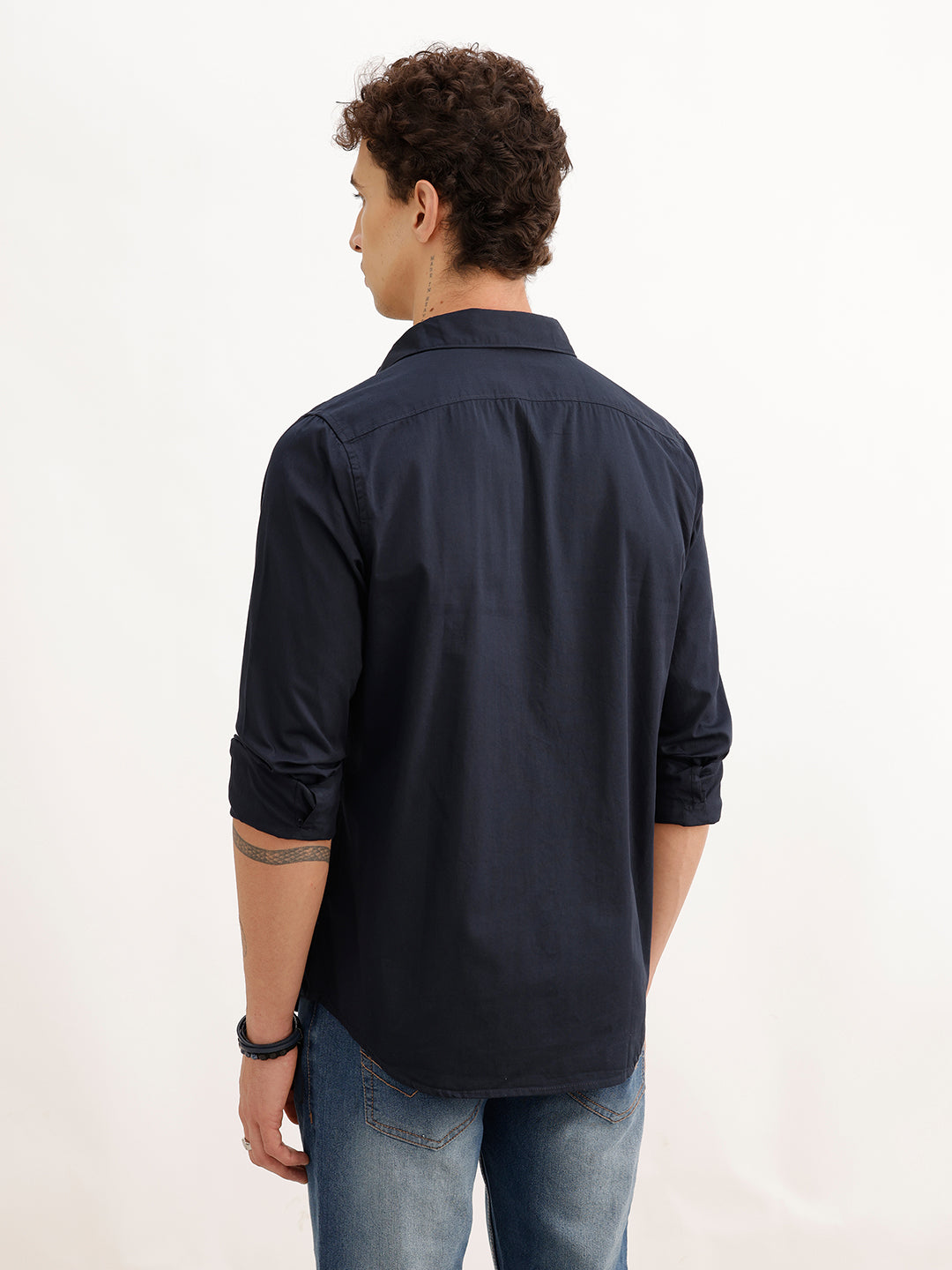 Classic Slim Fit Full Sleeve Solid Shirt | Navy Blue