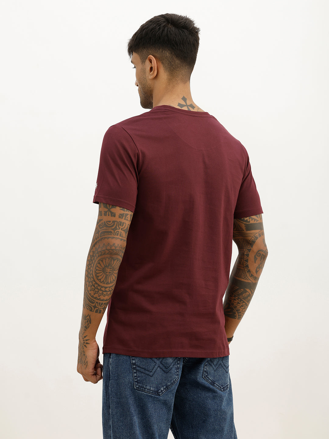 Slim Fit Placement Printed T-Shirt | Purple