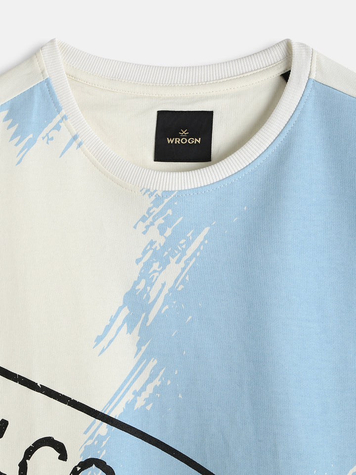 Panel Printed Oversized Fit T-Shirt | White