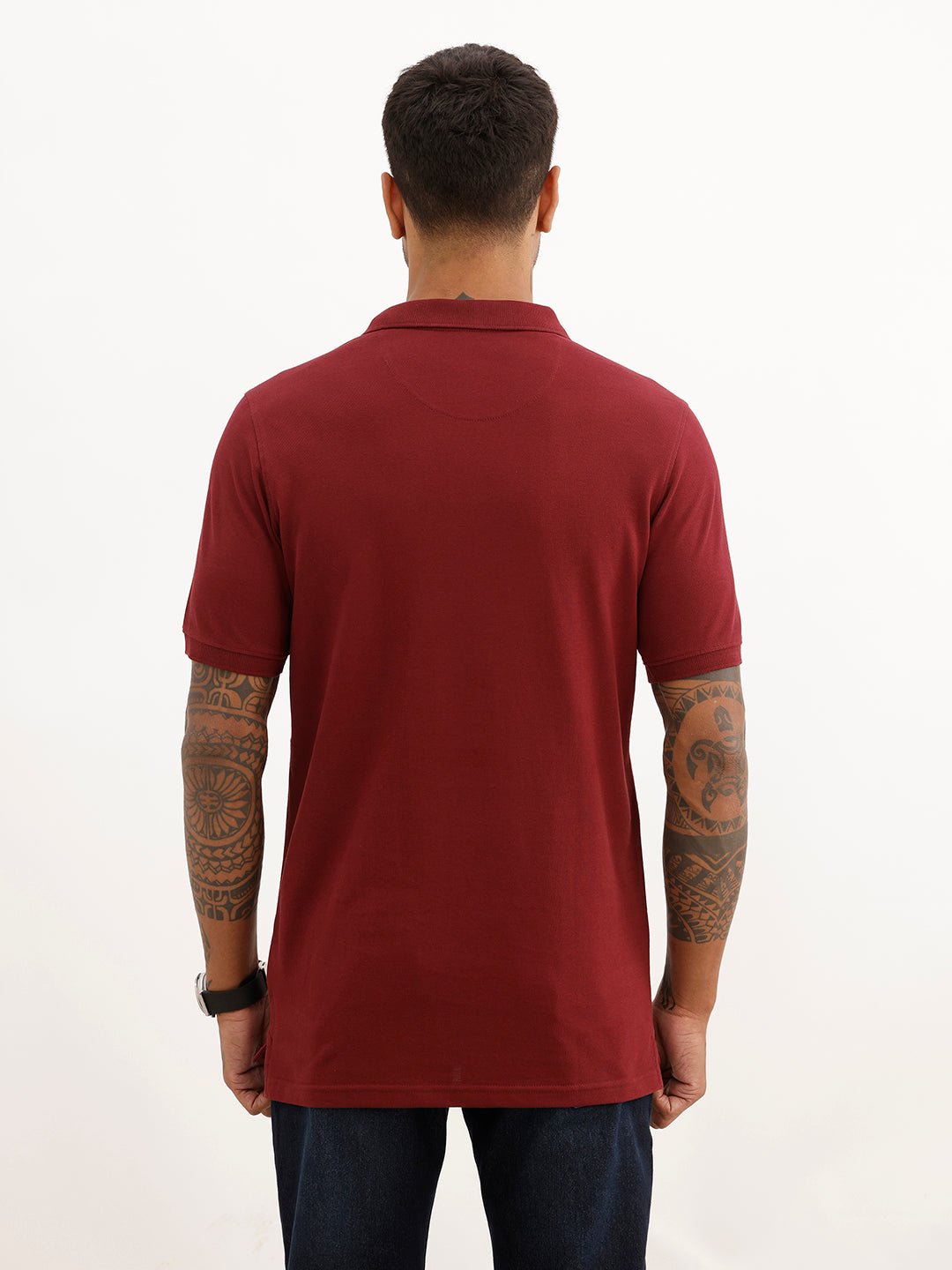 Solid Slim Fit Polo T-Shirt | Maroon