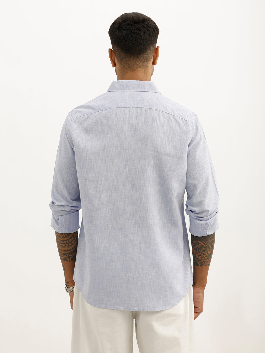 Solid Slim Fit Full Sleeve Shirt | Light Blue