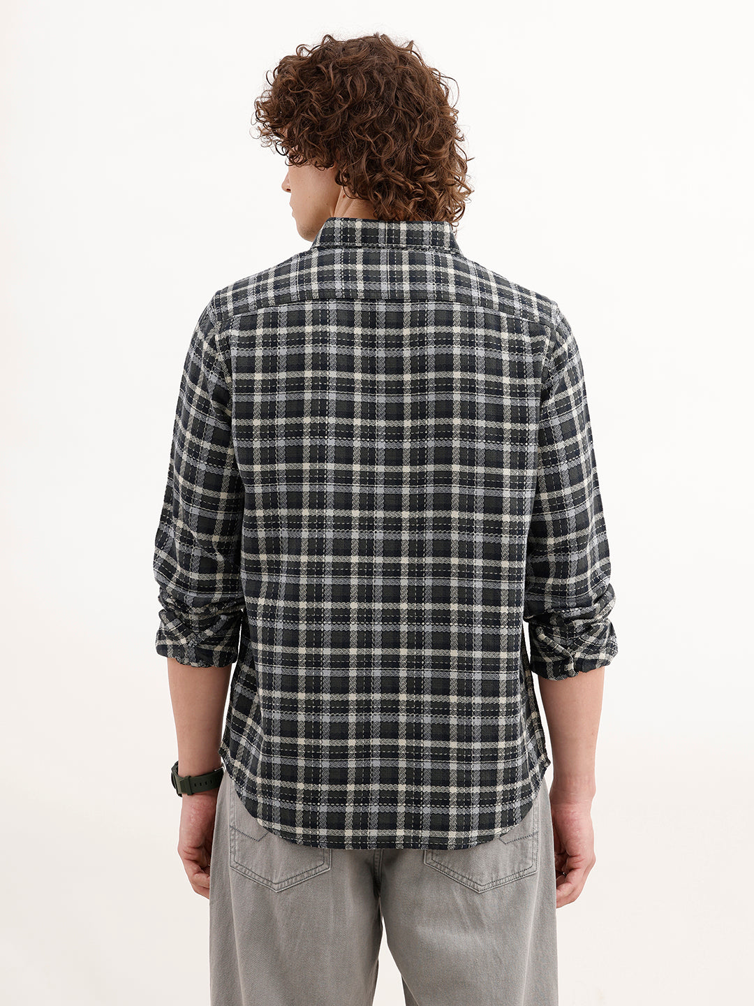 Regular Fit Checkered Shirt | Olive