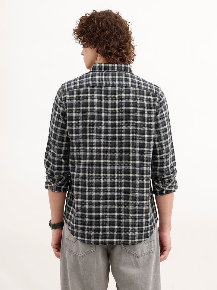 Regular Fit Checkered Shirt | Olive