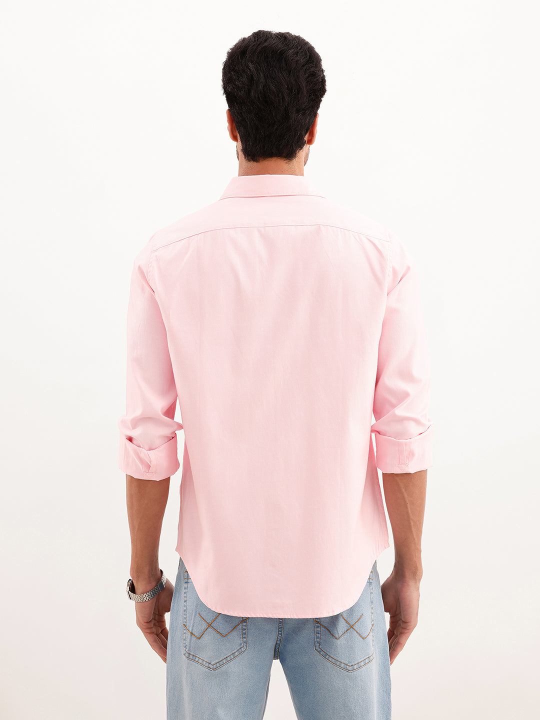 Solid Regular Fit Full Sleeve Shirt | Pink | WWSH9176F