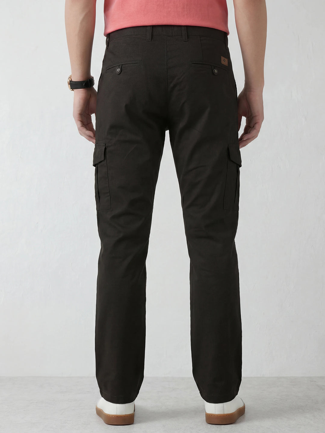 Straight Fit Solid Cargo Trouser | Olive