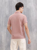 Jacquard Textured Knit Polo In Slim Fit  |  Pink