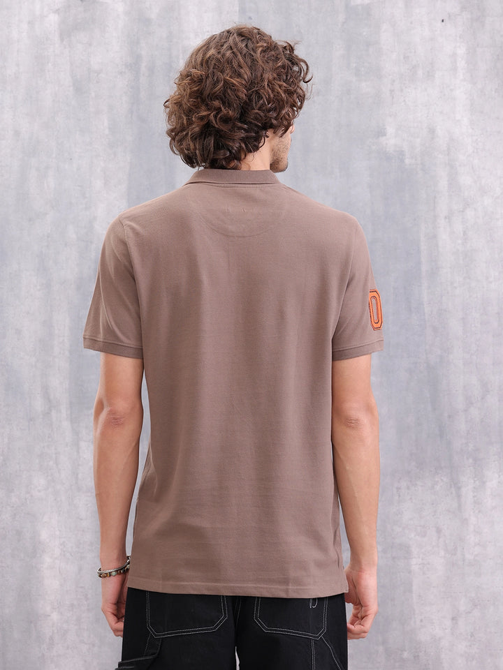 Sporty Slim Fit Polo T-Shirt | Brown