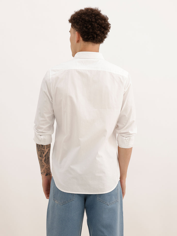 Solid Slim Fit Full Sleeve Shirt | White