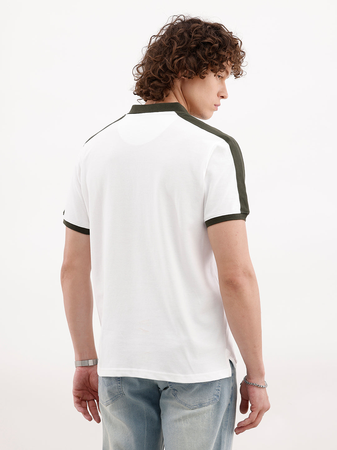 Slim Fit Contrast Collar Polo | White
