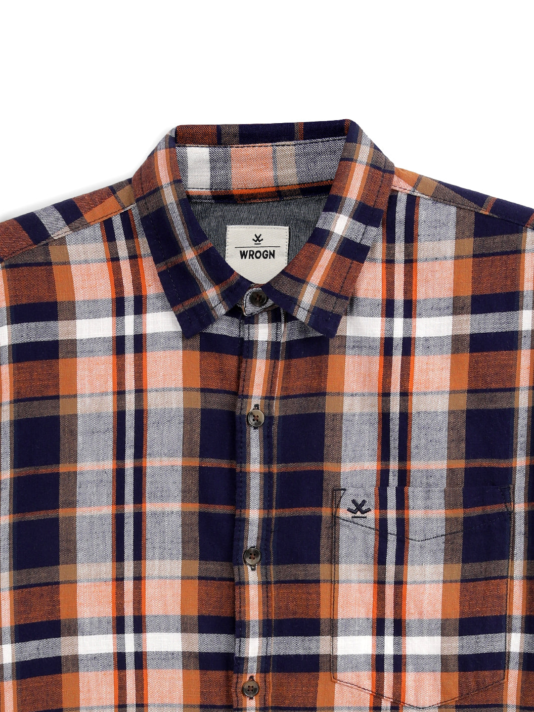 Orange Checked Slim Fit Shirt