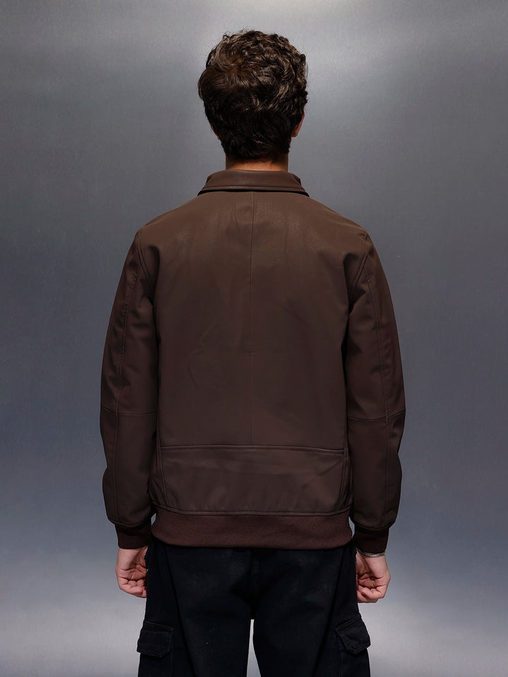 Wrogn Branded Men's Varsity Inspired Jacket  |  Brown