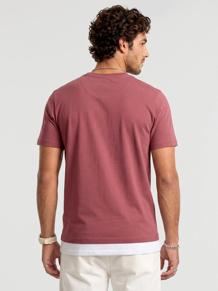 Solid Placement Printed T-Shirt | Pink