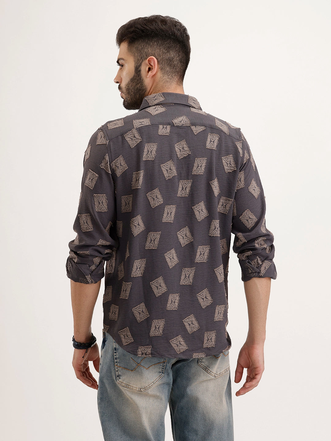 Regular Fit AOP Jacquard Shirt | Grey