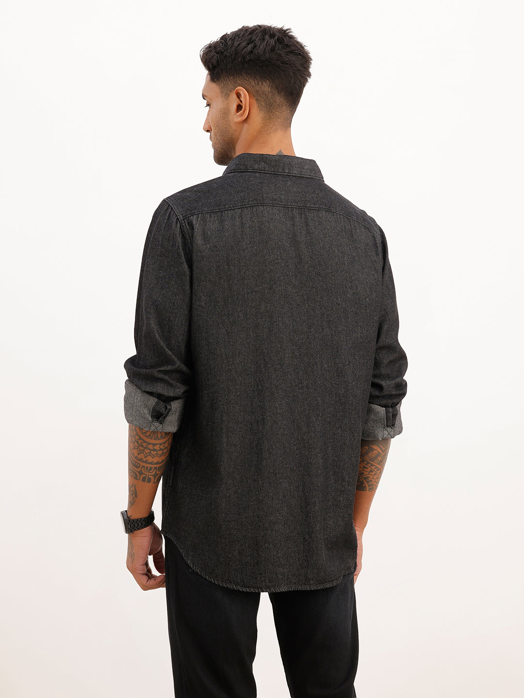 Slim Fit Denim Shirt | Dark Grey