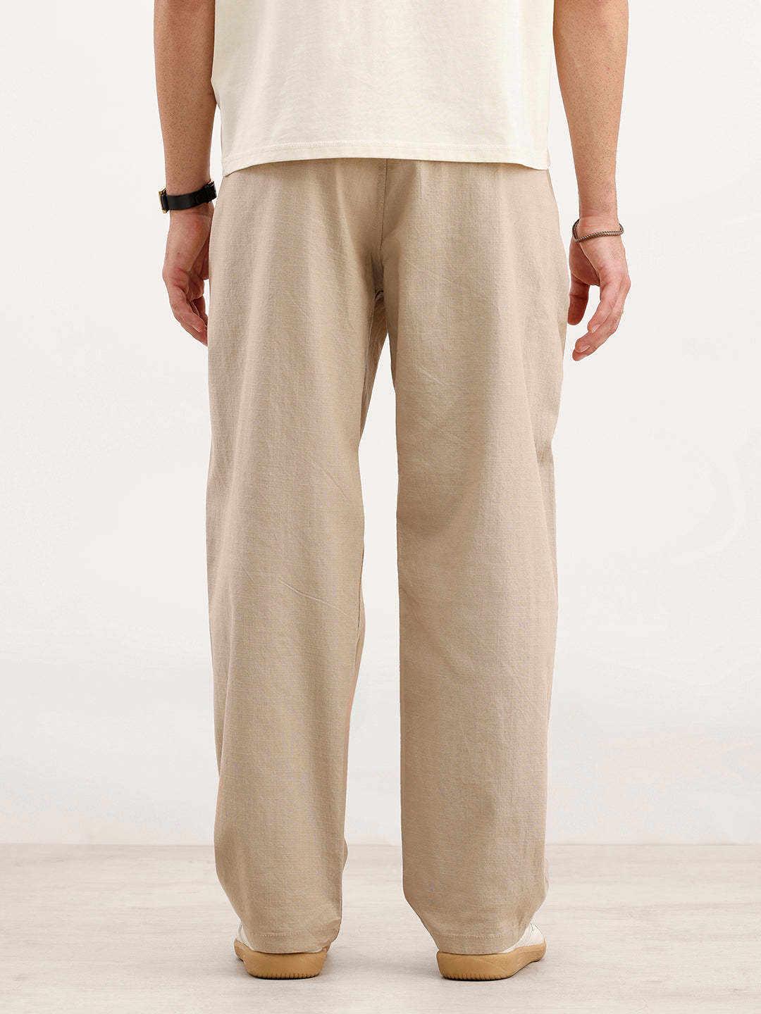 Loose Fit Cotton Trouser | Beige