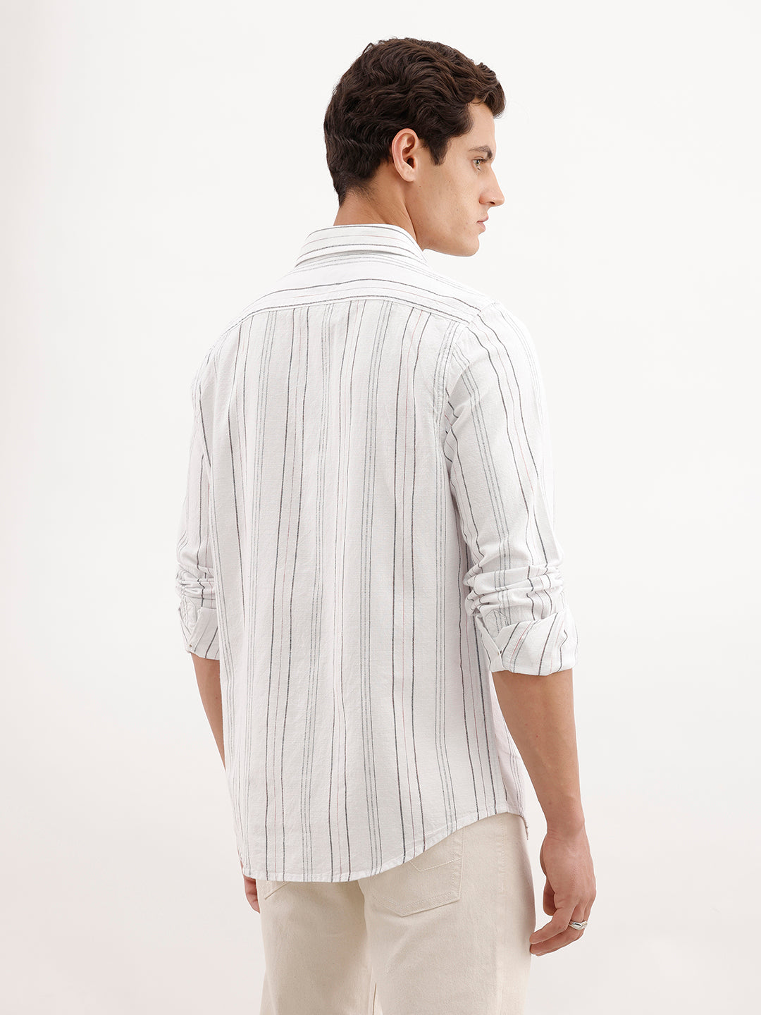 Regular Fit Striped Shirt  | White