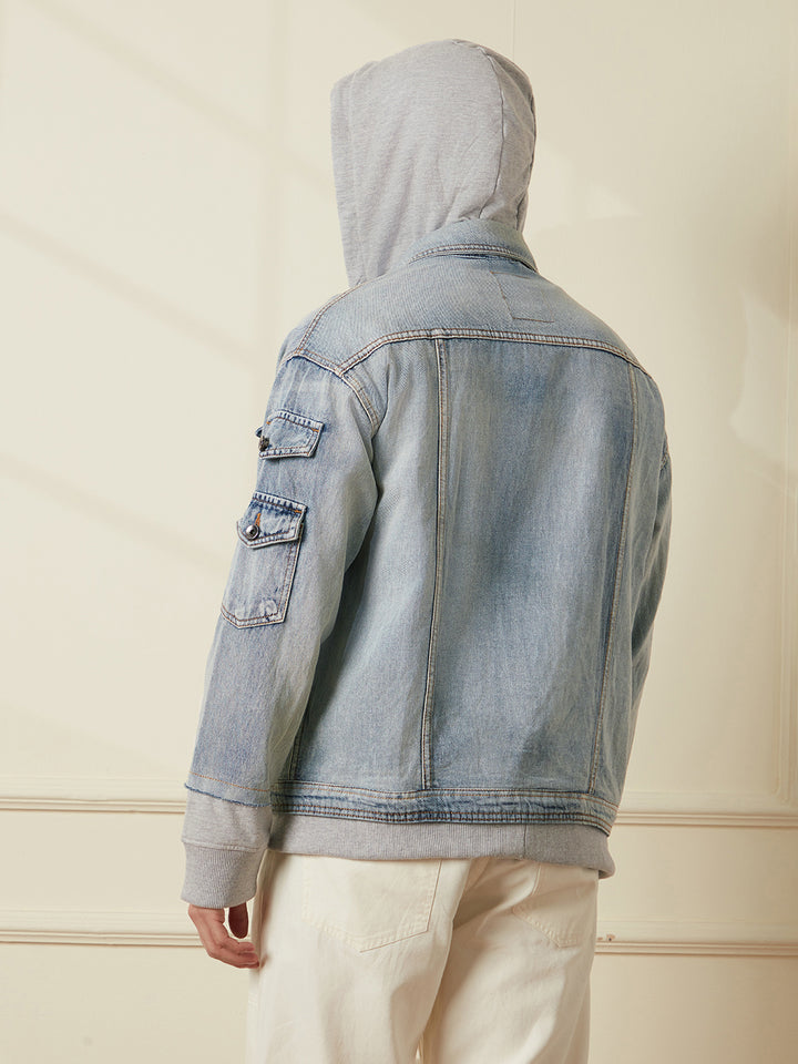 Oversized Hooded Trucker Jacket | Blue