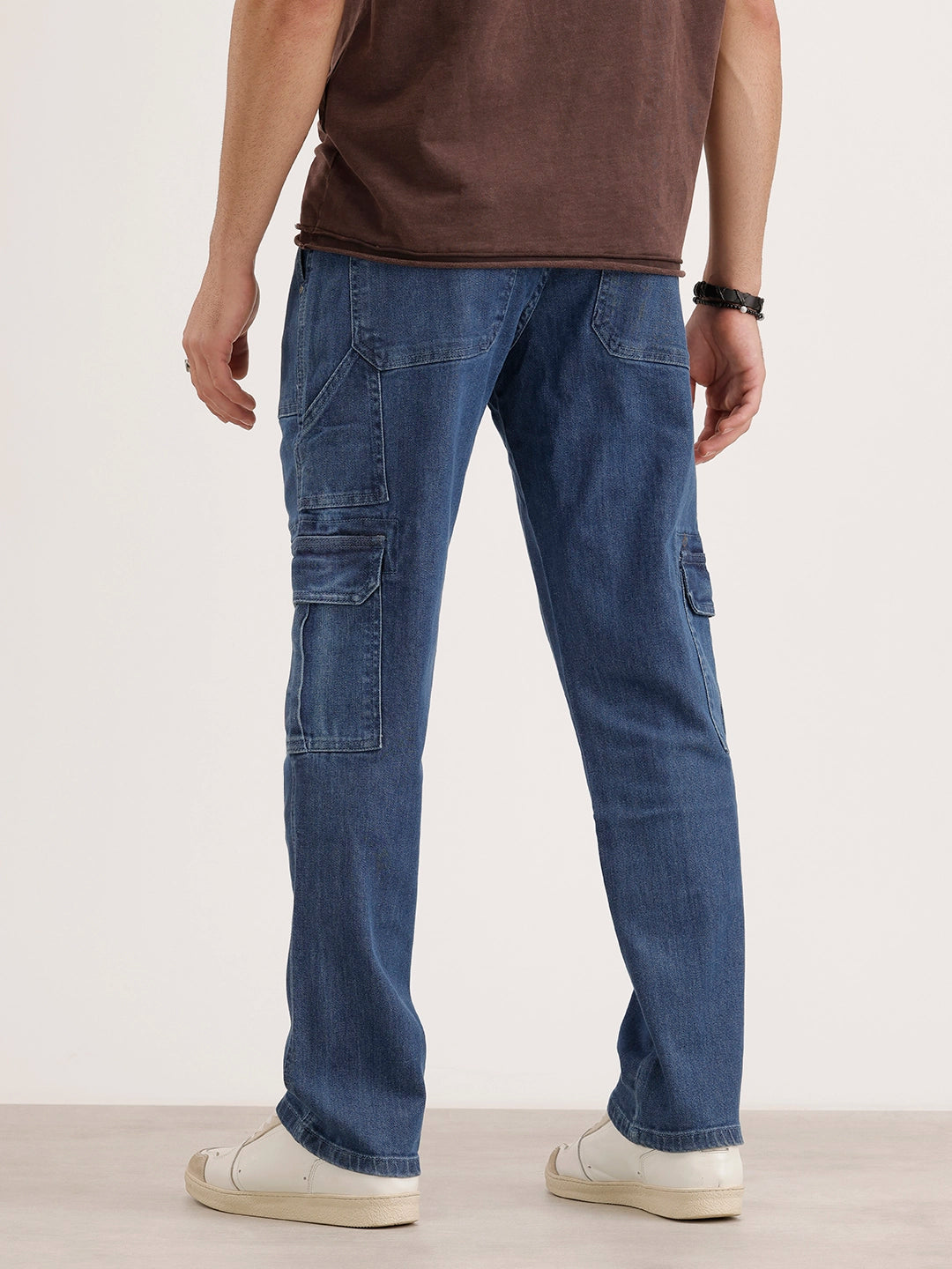 Relaxed Fit Cargo Denim Jeans | Blue